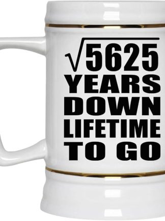 Подарки от Designsify, 75-летний юбилей, квадратный корень из 5625 лет жизни, керамическая кружка-бокал объемом 22 унции с ручкой для заморозки — для дня рождения, Рождества, Дня матери, Дня отца и вечеринки.