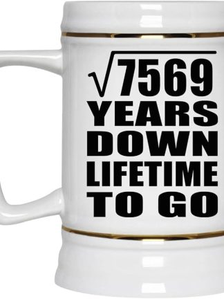 Подарки от Designsify, 87-я годовщина, квадратный корень из 7569 лет жизни, керамическая кружка-бокал объемом 22 унции с ручкой для заморозки — для дня рождения, Рождества, Дня матери, Дня отца и вечеринки.