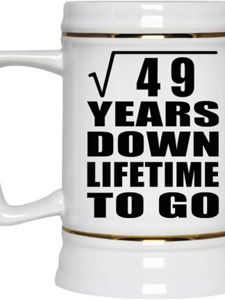 Подарки от Designsify, 7-я годовщина, квадратный корень из 49 лет, Lifetime To Go, керамическая кружка-бокал объемом 22 унции с ручкой для заморозки — для дня рождения, Рождества, Дня матери, Дня отца, вечеринки.
