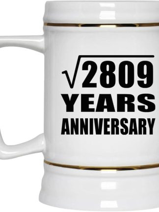 Подарки от Designsify, 53-я годовщина, квадратный корень из 2809 лет, керамическая кружка-бокал объемом 22 унции с ручкой для заморозки — для дня рождения, Рождества, Дня матери, Дня отца и вечеринки.