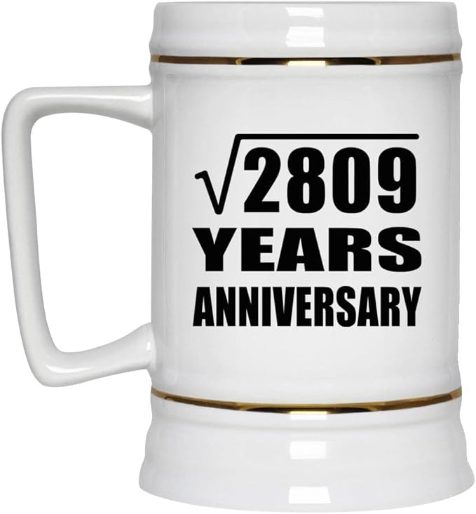 Подарки от Designsify, 53-я годовщина, квадратный корень из 2809 лет, керамическая кружка-бокал объемом 22 унции с ручкой для заморозки — для дня рождения, Рождества, Дня матери, Дня отца и вечеринки.
