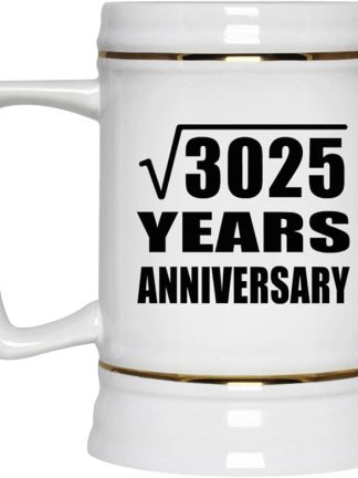 Подарки от Designsify, 55-я годовщина, квадратный корень из 3025 лет, керамическая кружка-бокал объемом 22 унции с ручкой для заморозки — для дня рождения, Рождества, Дня матери, Дня отца.