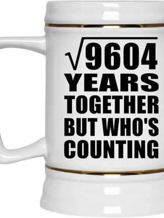 Подарки от Designsify, 98-я годовщина, квадратный корень из 9604 лет, кто считает, керамическая кружка-бокал объемом 22 унции с ручкой для заморозки — для дня рождения, Рождества, Дня матери, Дня отца, вечеринки
