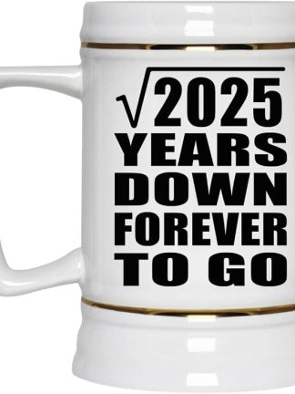 Подарки от Designsify, 45-я годовщина, квадратный корень из 2025 лет, долгие годы впереди, керамическая кружка-бокал объемом 22 унции с ручкой для заморозки — для дня рождения, Рождества, Дня матери, Дня отца, вечеринки