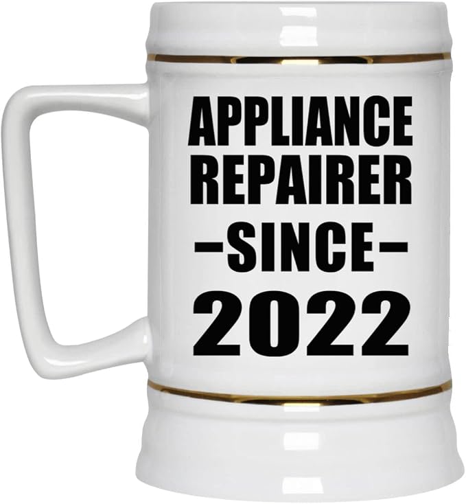 Designsify Gifts, мастерская по ремонту бытовой техники с 2022 года, керамическая кружка-бокал объемом 22 унции с ручкой для морозильной камеры — подарок на день рождения, годовщину, Рождество, День матери, День отца, вечеринку, для мужчин, женщин, для него и для нее.
