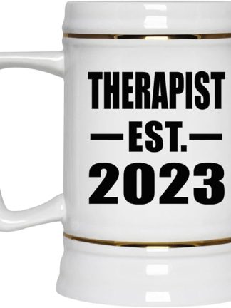 Designsify Gifts, Терапевт, Основана в 2023 году, Керамическая кружка-бокал для пива объемом 22 унции с ручкой, подходит для заморозки — для дня рождения, годовщины, Рождества, Дня матери, Дня отца, вечеринки, для мужчин, женщин и него.