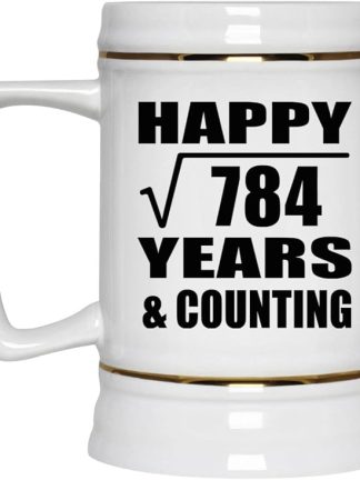 Подарки от Designsify, Счастливой 28-й годовщины квадратного корня из 784 лет и далее, керамическая кружка-бокал объемом 22 унции с ручкой для заморозки — для дня рождения, Рождества, Дня матери, Дня отца и вечеринки.
