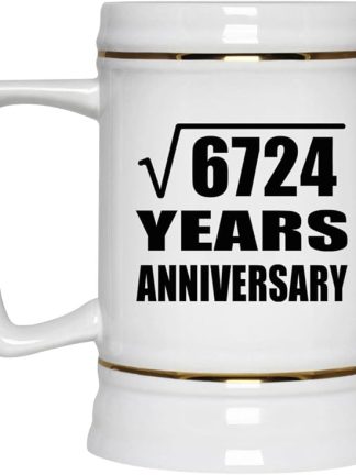 Подарки от Designsify, 82-я годовщина, квадратный корень из 6724 лет, керамическая кружка-бокал объемом 22 унции с ручкой для заморозки — для дня рождения, Рождества, Дня матери, Дня отца и вечеринки.
