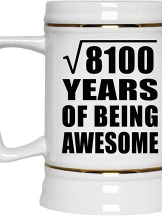 Подарки от Designsify, 90-летие, квадратный корень из 8100 лет быть потрясающим, керамическая кружка-бокал объемом 22 унции с ручкой для заморозки — для годовщины, Рождества, Дня матери, Дня отца, вечеринки