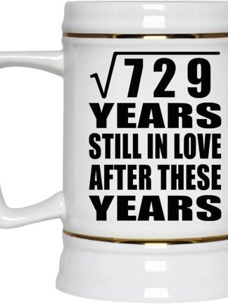 Подарки от Designsify, 27-я годовщина, квадратный корень из 729 лет, все еще любим, керамическая кружка-бокал объемом 22 унции с ручкой для заморозки — для дня рождения, Рождества, Дня матери, Дня отца, вечеринки.