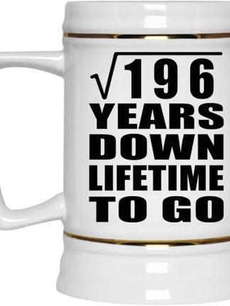 Подарки от Designsify, 14-я годовщина, квадратный корень из 196 лет, керамическая кружка-бокал объемом 22 унции с ручкой для заморозки — для дня рождения, Рождества, Дня матери, Дня отца, вечеринки.