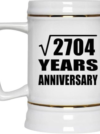 Подарки от Designsify, 52-я годовщина, квадратный корень из 2704 лет, керамическая кружка-бокал объемом 22 унции с ручкой для заморозки — для дня рождения, Рождества, Дня матери, Дня отца.