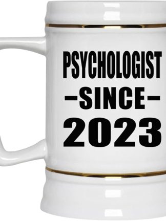 Designsify Gifts, Психолог с 2023 года, Керамическая кружка-бокал для пива объемом 22 унции с ручкой, подходит для заморозки — подарок на день рождения, годовщину, Рождество, День матери, День отца, вечеринку, для мужчин, женщин, для него, для нее, для друга.