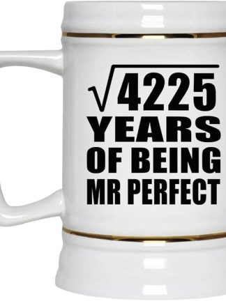 Подарки от Designsify, 65-летие «Мистера Идеального» (квадратный корень из 4225 лет), керамическая кружка-бокал объемом 22 унции с ручкой для заморозки — для дня рождения, Рождества, Дня матери, Дня отца.