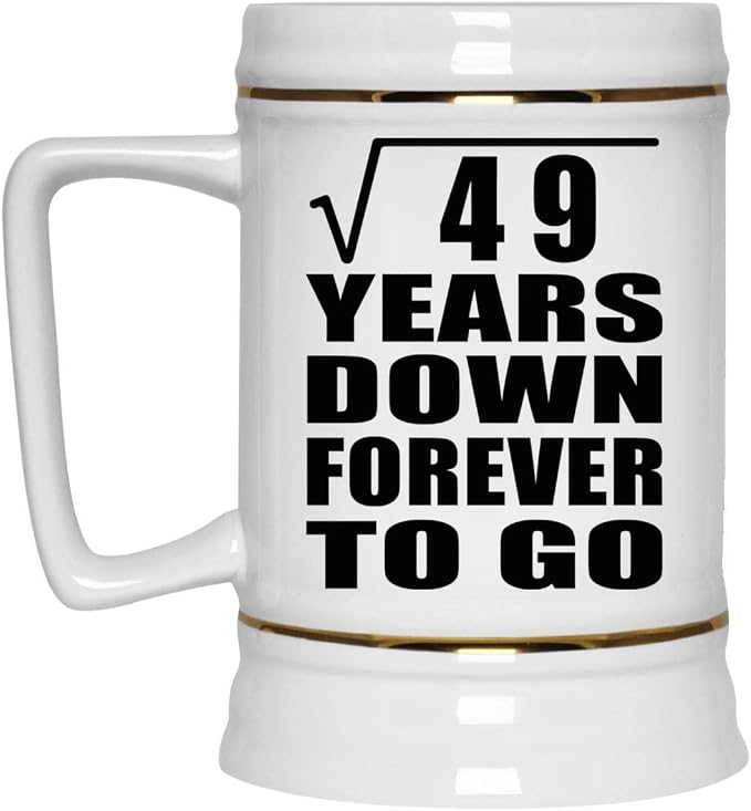 Подарки от Designsify, 7-я годовщина, квадратный корень из 49 лет, навсегда, керамическая кружка-бокал объемом 22 унции с ручкой для заморозки — для дня рождения, Рождества, Дня матери, Дня отца, вечеринки.