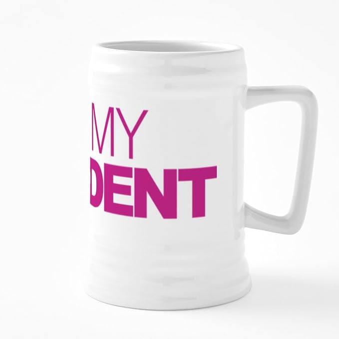 CafePress Not My President Women Pink 25 oz Ceramic Beer Stein Mug