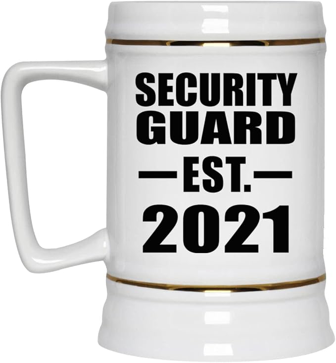 Designsify Gifts, Охранник, Основана в 2021 году, Керамическая кружка-бокал объемом 22 унции с ручкой для заморозки - для дня рождения, годовщины, Рождества, Дня матери, Дня отца, вечеринки, для мужчин и женщин.