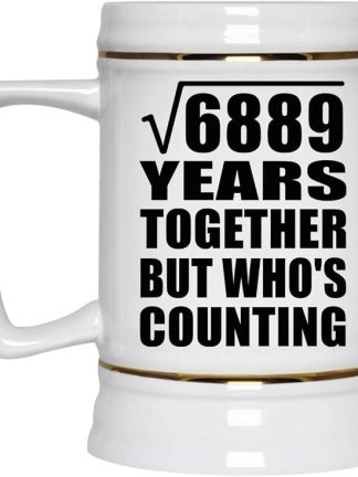 Подарки от Designsify, 83-я годовщина, квадратный корень из 6889 лет, кто считает, керамическая кружка-бокал объемом 22 унции с ручкой для заморозки — для дня рождения, Рождества, Дня матери, Дня отца, вечеринки