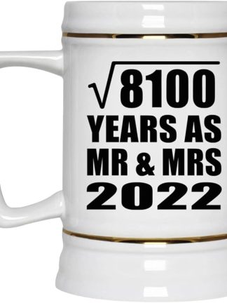 Подарки от Designsify, 90-летие свадьбы (90 лет) в качестве мистера и миссис (2022), керамическая кружка-бокал объемом 22 унции с ручкой для заморозки — идеальный подарок на день рождения, Рождество, День матери, День отца.