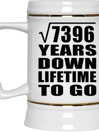 Подарки от Designsify, 86-я годовщина, квадратный корень из 7396 лет жизни, керамическая кружка-бокал объемом 22 унции с ручкой для заморозки — для дня рождения, Рождества, Дня матери, Дня отца и вечеринки.