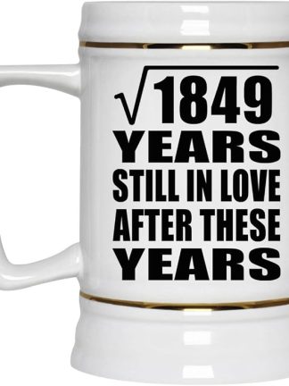 Подарки от Designsify, 43-я годовщина, квадратный корень из 1849 лет, все еще любимы, керамическая кружка-бокал объемом 22 унции с ручкой для заморозки — для дня рождения, Рождества, Дня матери, Дня отца, вечеринки