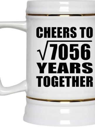 Подарки от Designsify, 84-я годовщина: «За квадратный корень из 7056 лет вместе!», керамическая кружка-бокал объемом 22 унции с ручкой для заморозки — для дня рождения, Рождества, Дня матери, Дня отца.