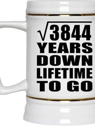 Подарки от Designsify, 62-я годовщина, квадратный корень из 3844 лет жизни, керамическая кружка-бокал объемом 22 унции с ручкой для заморозки — для дня рождения, Рождества, Дня матери, Дня отца и вечеринки.