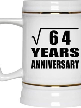Подарки от Designsify, 8-я годовщина, квадратный корень из 64 лет, керамическая кружка-бокал объемом 22 унции с ручкой для заморозки — для дня рождения, Рождества, Дня матери, Дня отца, вечеринки.