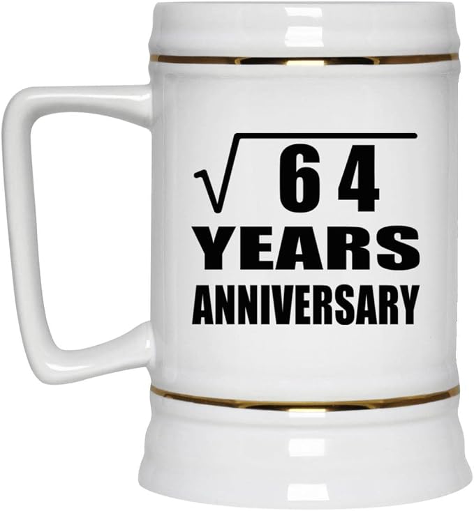 Подарки от Designsify, 8-я годовщина, квадратный корень из 64 лет, керамическая кружка-бокал объемом 22 унции с ручкой для заморозки — для дня рождения, Рождества, Дня матери, Дня отца, вечеринки.