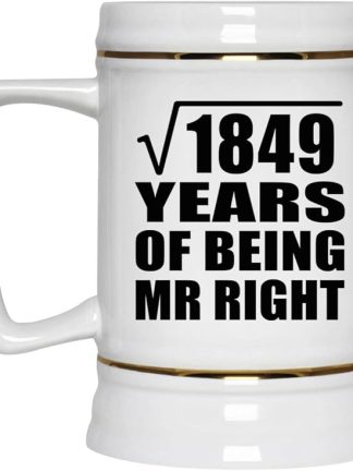 Подарки от Designsify, 43-я годовщина «Квадратный корень из 1849 лет быть мистером Правильным», керамическая кружка-бокал объемом 22 унции с ручкой для заморозки — для дня рождения, Рождества, Дня матери, Дня отца.