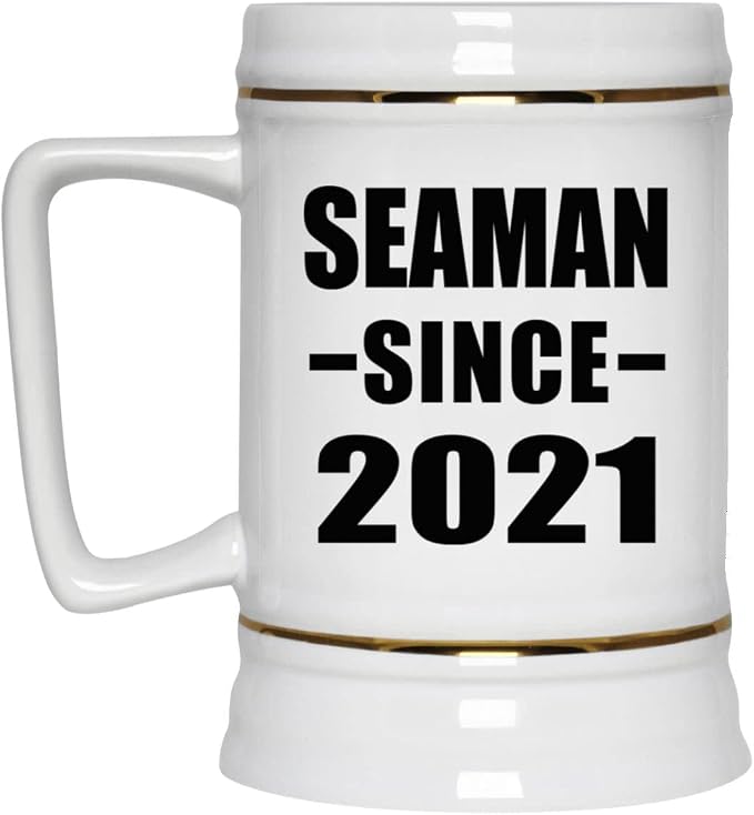 Подарки от Designsify, Seaman Since 2021, керамическая кружка-бокал объемом 22 унции с ручкой для заморозки — подарок на день рождения, годовщину, Рождество, День матери, День отца, вечеринку, для мужчин, женщин, для него, для нее, друга, мамы.