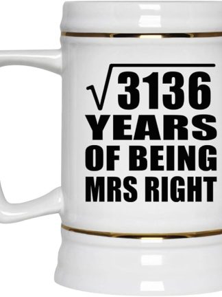 Подарки от Designsify, 56-я годовщина Квадратный корень из 3136 лет быть миссис Правильной, керамическая кружка-бокал объемом 22 унции с ручкой для заморозки - для дня рождения, Рождества, Дня матери, Дня отца, вечеринки