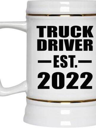 Designsify Gifts, Водитель грузовика, Основана в 2022 году, Керамическая кружка-бокал объемом 22 унции с ручкой для заморозки - для дня рождения, годовщины, Рождества, Дня матери, Дня отца, вечеринки, для мужчин, женщин и него