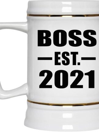 Designsify Gifts, Boss, основано в 2021 году, керамическая кружка-бокал объемом 22 унции с ручкой для заморозки — для дня рождения, годовщины, Рождества, Дня матери, Дня отца, вечеринки, для мужчин, женщин, для него и для нее.