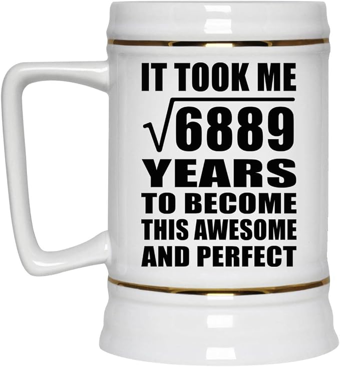 Подарки от Designsify, 83-й день рождения: квадратный корень из 6889 лет — это потрясающе, керамическая кружка-бокал объемом 22 унции с ручкой для заморозки — для годовщины, Рождества, Дня матери, Дня отца и вечеринки.