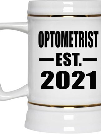Designsify Gifts, Оптометрист, основан в 2021 году, Керамическая кружка-бокал для пива объемом 22 унции с ручкой, подходит для заморозки — для дня рождения, годовщины, Рождества, Дня матери, Дня отца, вечеринки, для мужчин, женщин и него.