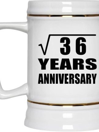 Подарки от Designsify, 6-я годовщина, квадратный корень из 36 лет, керамическая кружка-бокал объемом 22 унции с ручкой для заморозки — для дня рождения, Рождества, Дня матери, Дня отца, вечеринки.
