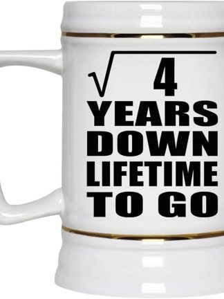 Подарки от Designsify, подарок на 2-ю годовщину в виде квадратного корня из 4 лет, керамическая кружка-бокал объемом 22 унции с ручкой для заморозки — для дня рождения, Рождества, Дня матери, Дня отца и вечеринки.