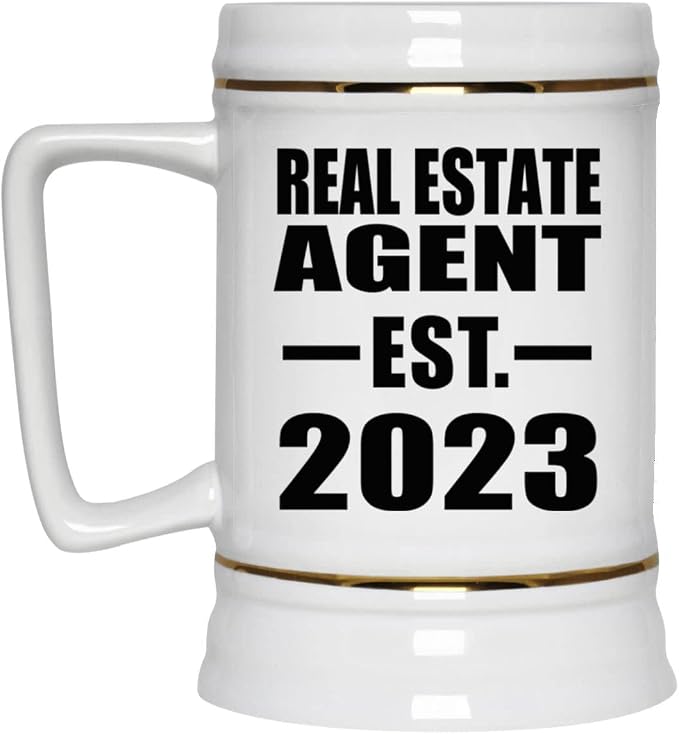 Designsify Gifts, агентство недвижимости, основано в 2023 году, керамическая кружка-бокал объемом 22 унции с ручкой для заморозки — идеальный подарок на день рождения, годовщину, Рождество, День матери, День отца или вечеринку.