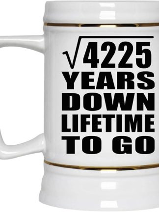 Подарки от Designsify, 65-я годовщина, квадратный корень из 4225 лет жизни, керамическая кружка-бокал объемом 22 унции с ручкой для заморозки — для дня рождения, Рождества, Дня матери, Дня отца.