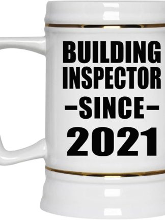 Designsify Gifts, Инспектор по строительству с 2021 года, Керамическая кружка-бокал объемом 22 унции с ручкой для заморозки — для дня рождения, годовщины, Рождества, Дня матери, Дня отца, вечеринки, для мужчин, женщин, для него и для нее.
