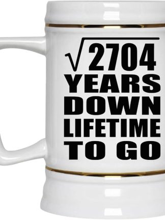 Подарки от Designsify, 52-я годовщина, квадратный корень из 2704 лет, керамическая кружка-бокал объемом 22 унции с ручкой для заморозки — для дня рождения, Рождества, Дня матери, Дня отца и вечеринки.