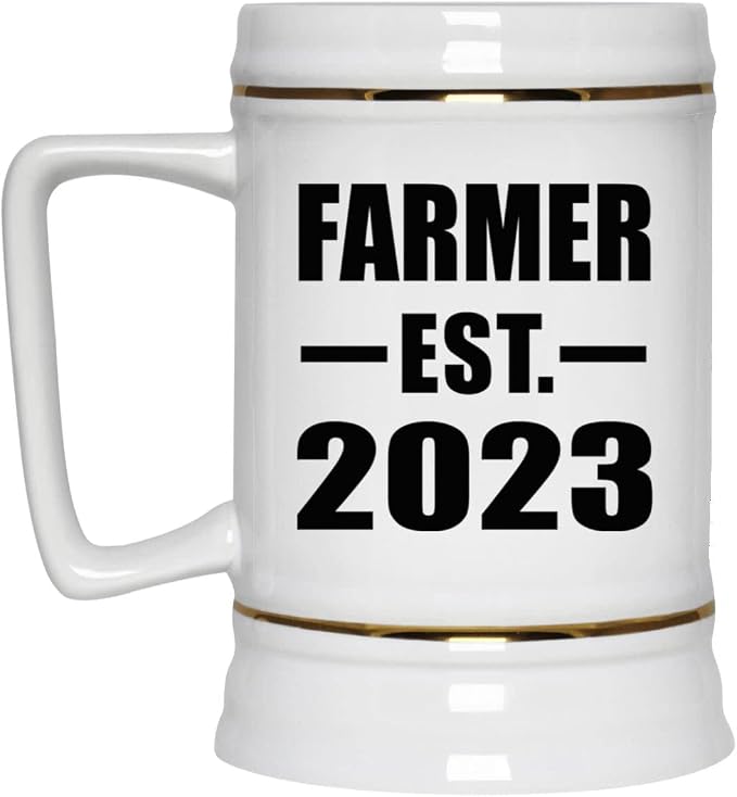 Designsify Gifts, Farmer, основано в 2023 году, керамическая кружка-бокал объемом 22 унции с ручкой для заморозки — для дня рождения, годовщины, Рождества, Дня матери, Дня отца, вечеринки, для мужчин, женщин, для него и для нее.