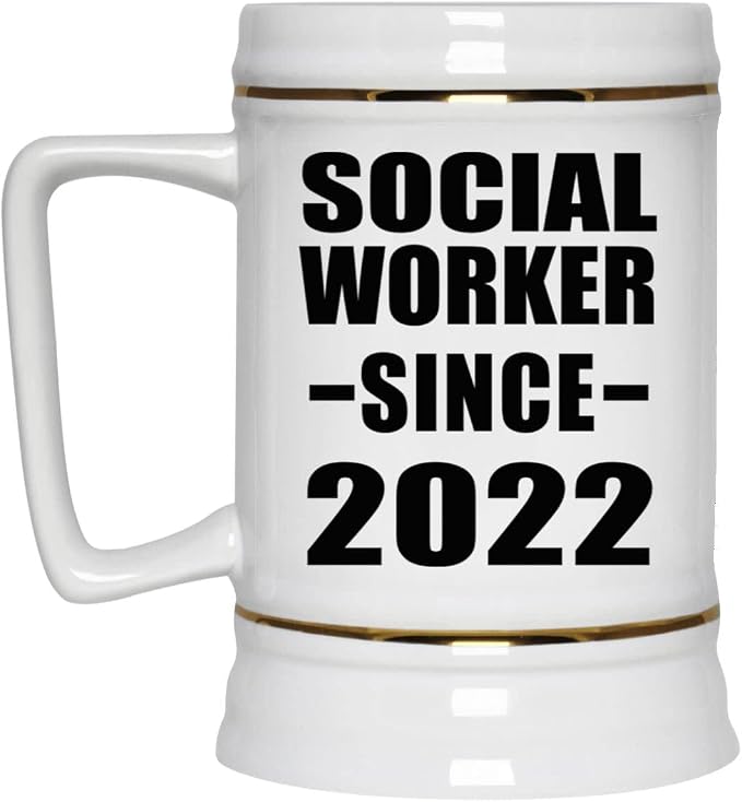 Designsify Gifts, Социальный работник с 2022 года, Керамическая кружка-бокал объемом 22 унции с ручкой для заморозки - для дня рождения, годовщины, Рождества, Дня матери, Дня отца, вечеринки, для мужчин, женщин, для него и для нее