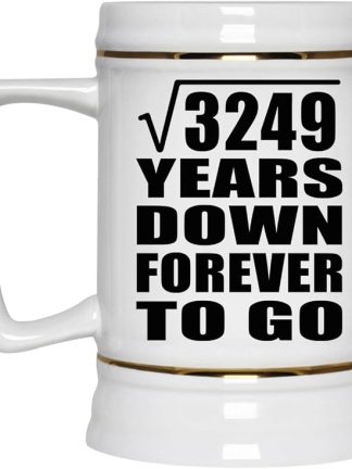Подарки от Designsify, 57-я годовщина, квадратный корень из 3249 лет, навсегда, керамическая кружка-бокал объемом 22 унции с ручкой для заморозки — для дня рождения, Рождества, Дня матери, Дня отца, вечеринки