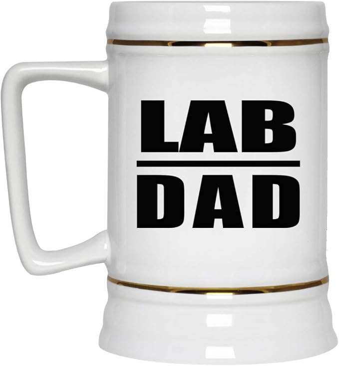 Подарки от Designsify, Lab Dad, керамическая кружка-бокал объемом 22 унции с ручкой для заморозки — подарок на день рождения, годовщину, Рождество, День матери, День отца, вечеринку, для мужчин, женщин, для него, для нее, друга, мамы, папы, жены.