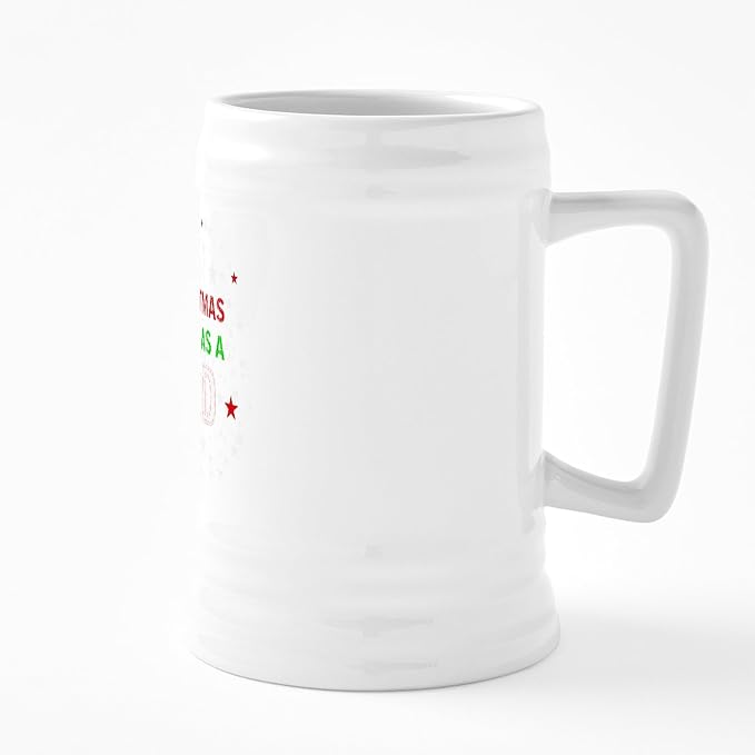 CafePress First Christmas As A Dad Ceramic Beer Stein Mug 25 oz