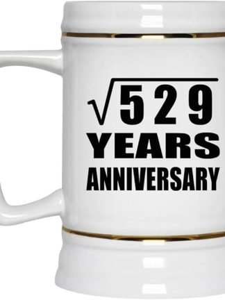 Подарки от Designsify, 23-я годовщина, квадратный корень из 529 лет, керамическая кружка-бокал объемом 22 унции с ручкой для заморозки — для дня рождения, Рождества, Дня матери, Дня отца и вечеринки.