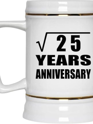 Подарки от Designsify, 5-я годовщина, квадратный корень из 25 лет, керамическая кружка-бокал объемом 22 унции с ручкой для заморозки — для дня рождения, Рождества, Дня матери, Дня отца, вечеринки.