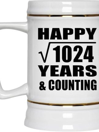 Подарки от Designsify, Счастливой 32-й годовщины! Квадратный корень из 1024 лет и это еще не конец! Керамическая кружка-бокал объемом 22 унции с ручкой для заморозки — для дня рождения, Рождества, Дня матери, Дня отца и вечеринки.